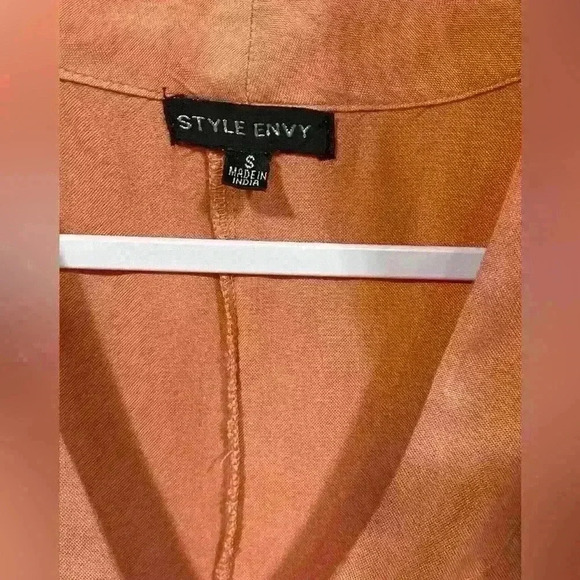 Womens Button Down Tie Front Blouse By Style Envy Size Small Oversized in Coral - Picture 5 of 11